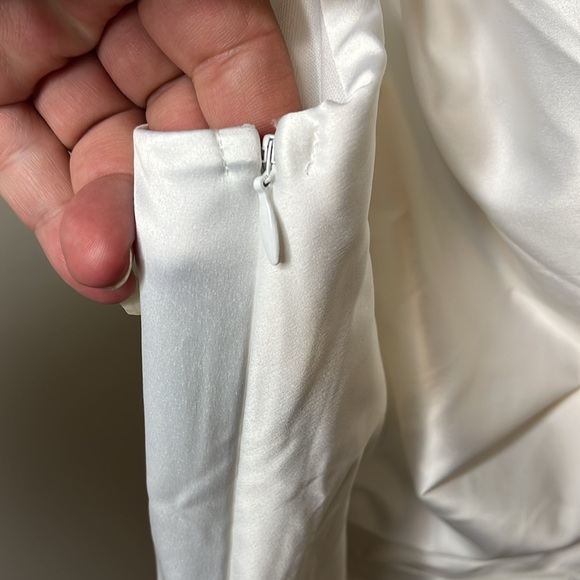 HTZMO Satin Slip Dress Cowl Neck Backless Ruched Bodycon Midi Size Small - Picture 2 of 10